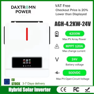 Pyrosolar 4.2KW Hybrid Solar Inverter 24V 500VDC 220V 120A MPPT Pure Sine Wave Inverter With BMS Solar Charger