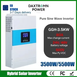 Pyrosolar Hybrid Solar Inverter 3.5KW 5.5KW Off Grid 24V 48V 450VDC MPPT 100A Pure Sine Wave Solar Charger For Power System