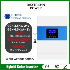 Pyrosolar Hybrid Solar Inverter 3.5KW 5.5KW Off Grid 24V 48V 450VDC MPPT 100A Pure Sine Wave Solar Charger For Power System
