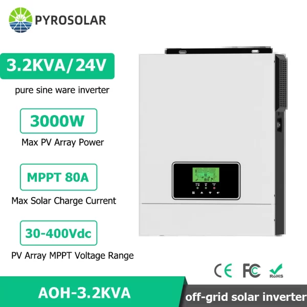 3KW 3.2KVA Hybrid Solar Inverter 3000W 24V 220V Pure Sine Wave Inverter ...