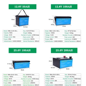 LiFePO4 Battery Pack 12V 50AH  Lithium Iron Phosphate Rechargeable Cells For Solar Inverter Solar System