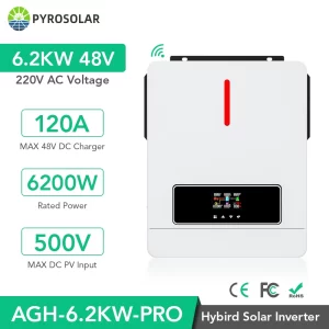 PYROSOLAR 6.2KW Hybrid Solar Inverter with MPPT 120A Solar Charger 48V 230VAC 6200W On Grid Dual Output Pure Sine Wave Inverter Stock in EU Shipping From Poland