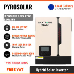 PYROSOLAR 10.2KW/10200W Hybrid Solar Inverter 48V 220V 230VAC Output Build-in MPPT 160A Solar Charge Controller With On/Off Grid Pure Sine Wave