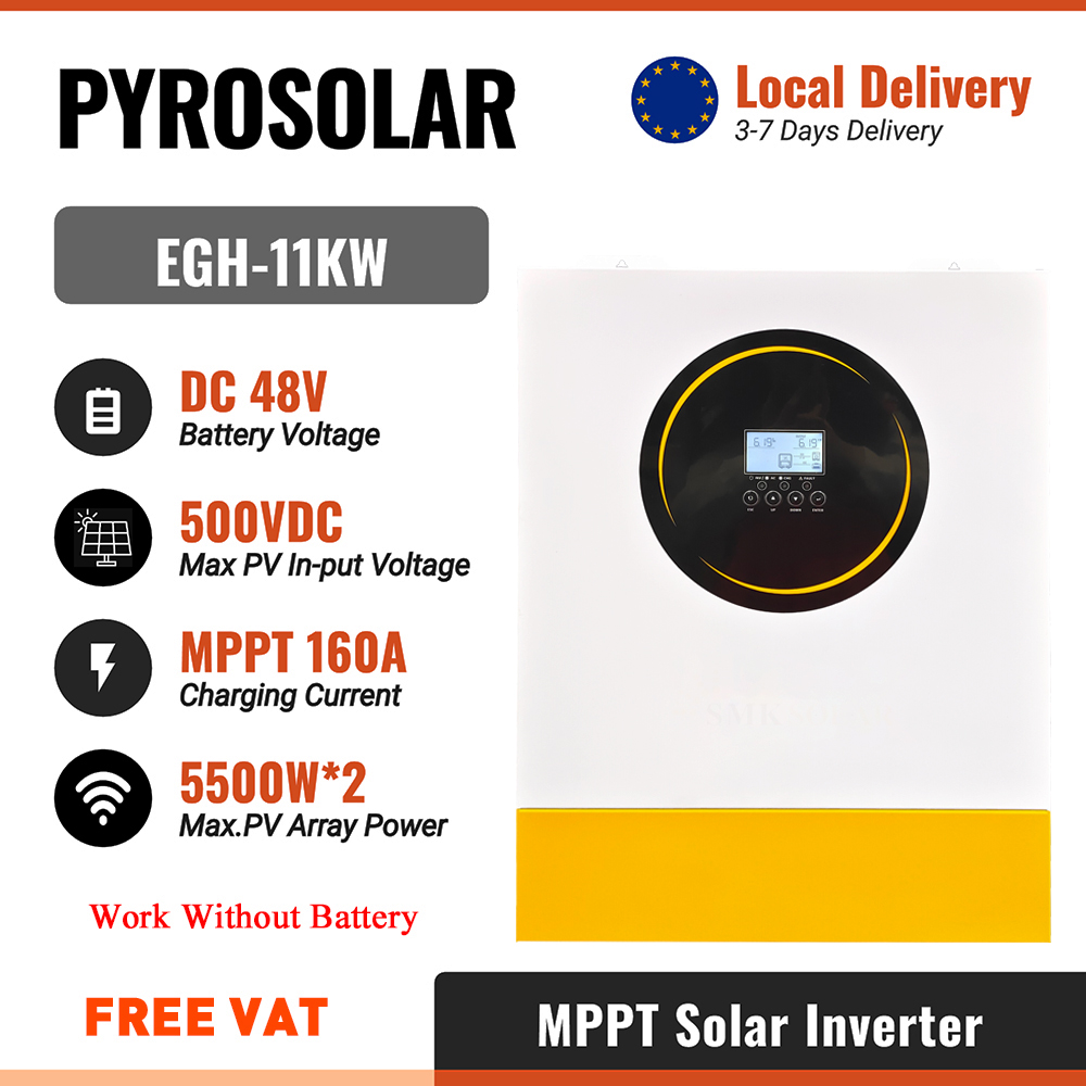 PYROSOLAR 11KW Solar Inverter Hybrid 48V Output/Input 230V On /Off Grid Inversor Built Dual MPPT 160A Solar Charge Controller