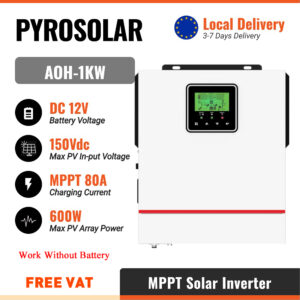 PYROSOLAR 1000W 1KW Hybrid Solar Inverter 12V Pure Sine Wave Hybrid Current Inverter 80A Solar Charge Controller Max PV 150VDC
