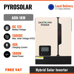 PYROSOLAR Hybrid Solar Inverter Off-Grid 1KW 1000W Inverter 12V/220V Pure Sine Wave with 80A Charge Controller Maximum Voltage 150V AC