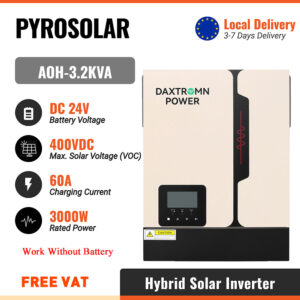 PYROSOLAR 3.2KVA Hybrid Solar Inverter 3000W 24V 220V Pure Sine Wave Inverter MPPT 80A Solar Charge Controller Off-Grid Inverter