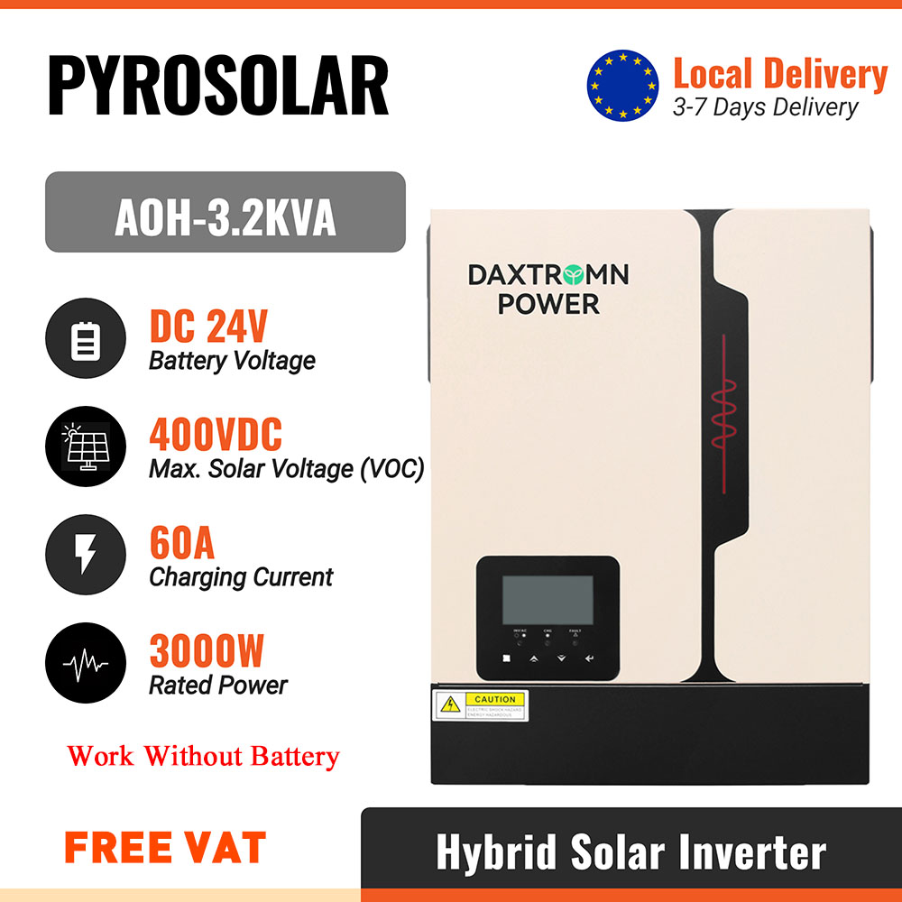 PYROSOLAR 3.2KVA Hybrid Solar Inverter 3000W 24V 220V Pure Sine Wave Inverter MPPT 80A Solar Charge Controller Off-Grid Inverter