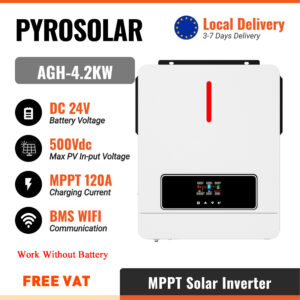 PYROSOLAR 4.2KW 4200W Hybrid Solar Inverter 24V Inverter For 220V MPPT Pure Sine Wave Hybrid Charge Controller 120A Off Grid Support BMS