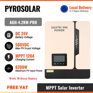 PYROSOLAR 4.2KW 4200W Hybrid Solar Inverter 24V Inverter For 220V Mppt Pure Sine Wave Hybrid Charge Controller 120A Off Grid Support BMS