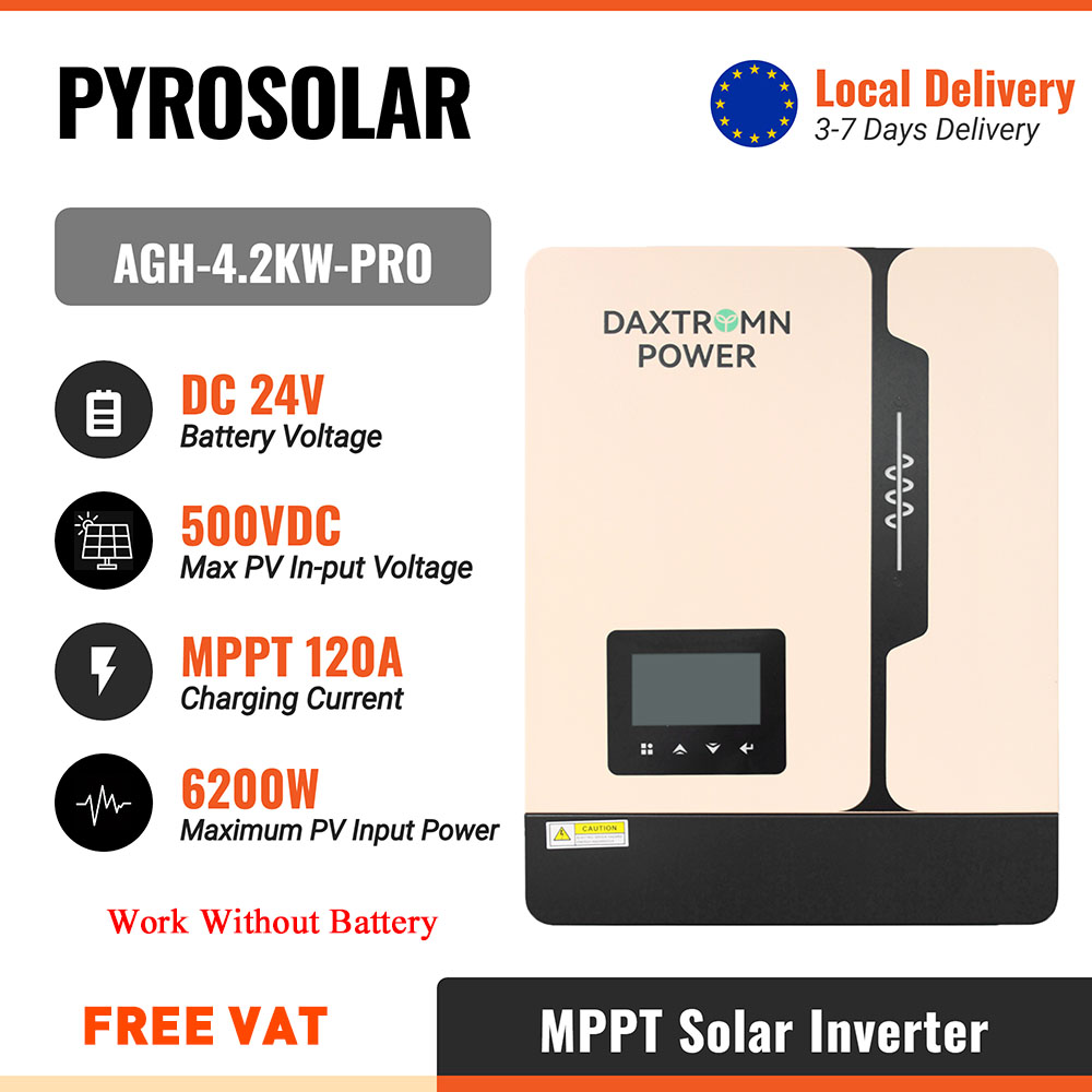 PYROSOLAR 4.2KW 4200W Hybrid Solar Inverter 24V Inverter For 220V Mppt Pure Sine Wave Hybrid Charge Controller 120A Off Grid Support BMS